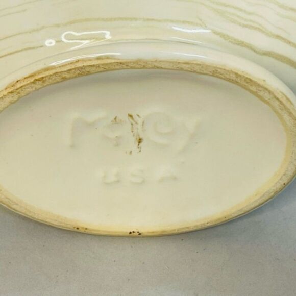 MCM McCoy Pottery Harmony Line White & Green Bowl - Planter - 9.25" Mid Century - Picture 7 of 8